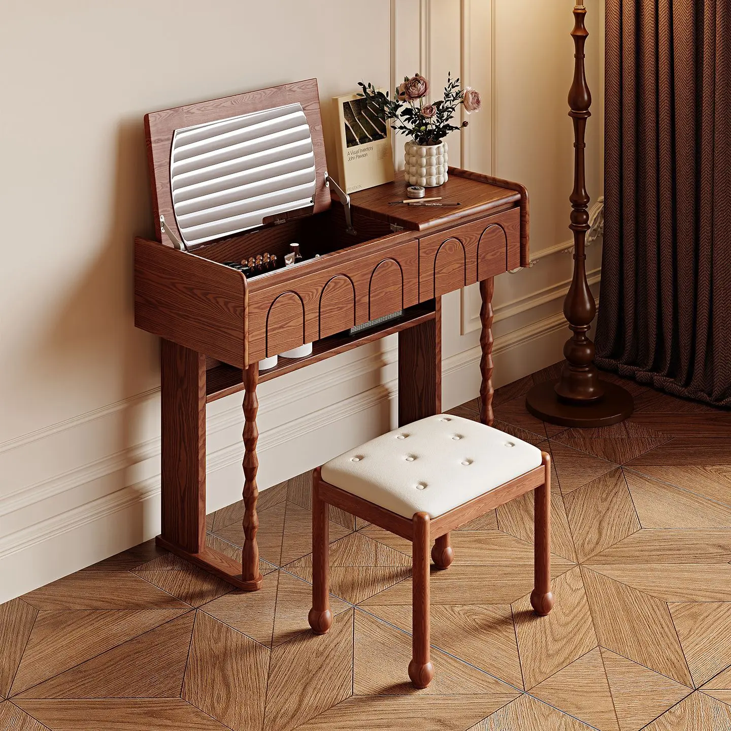 Solid wood dresser ash wood master bedroom small apartment makeup table with drawers makeup table