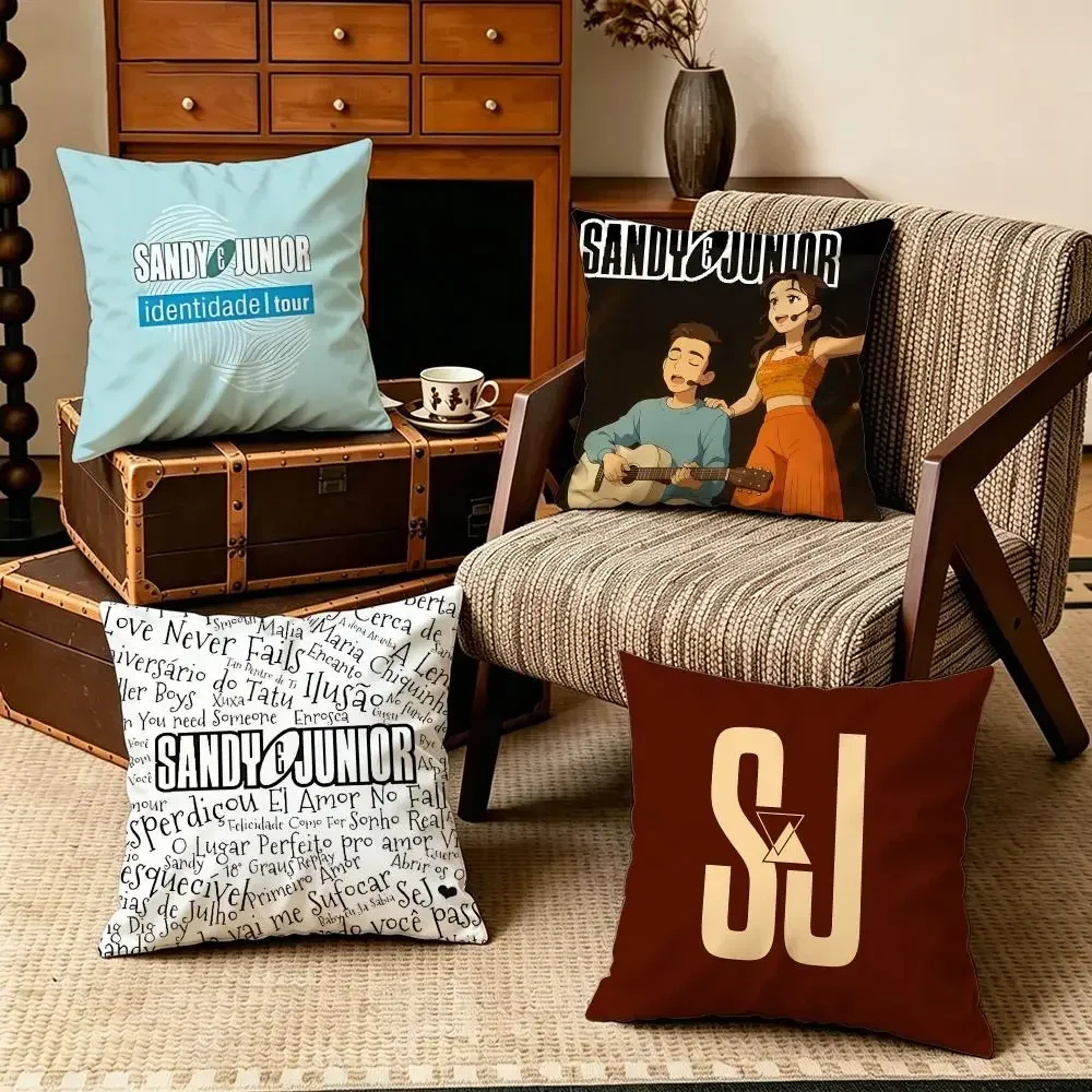 Capa de Almofada Sandy & Junior em Veludo Macio, Conjunto de 4 Peças 50x50 45x45, Fronha com Zíper para Decoração de Casa