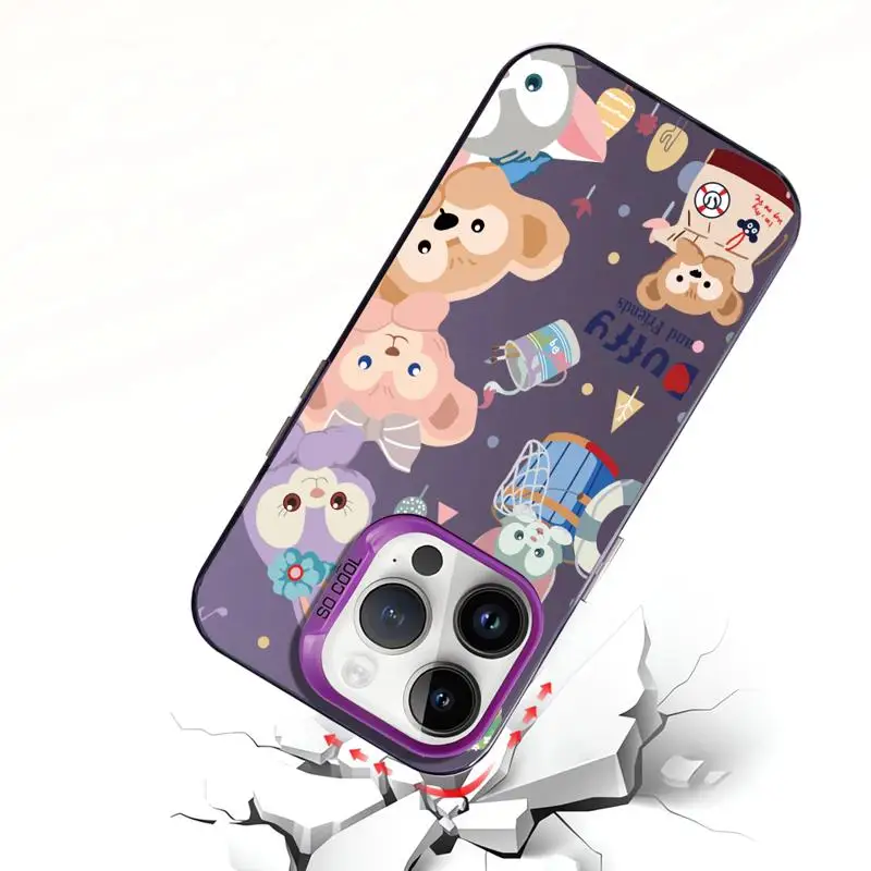 Disney Flower Duffy And Friends Matte Phone Case for Apple iPhone 15 14 13 12 11 pro Max 15plus 14plus XS X Colored Silver Cover