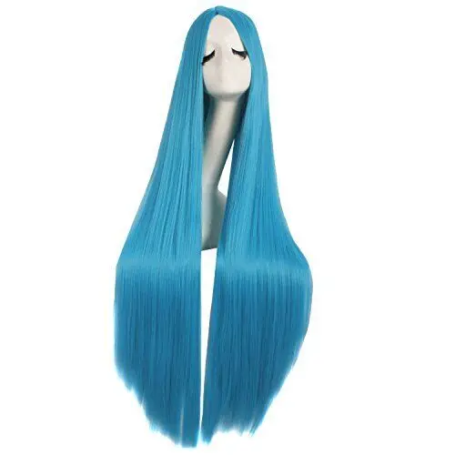 40 Inch/100cm Long Silky Smooth Costume Anime Wig (Cyan Blue)