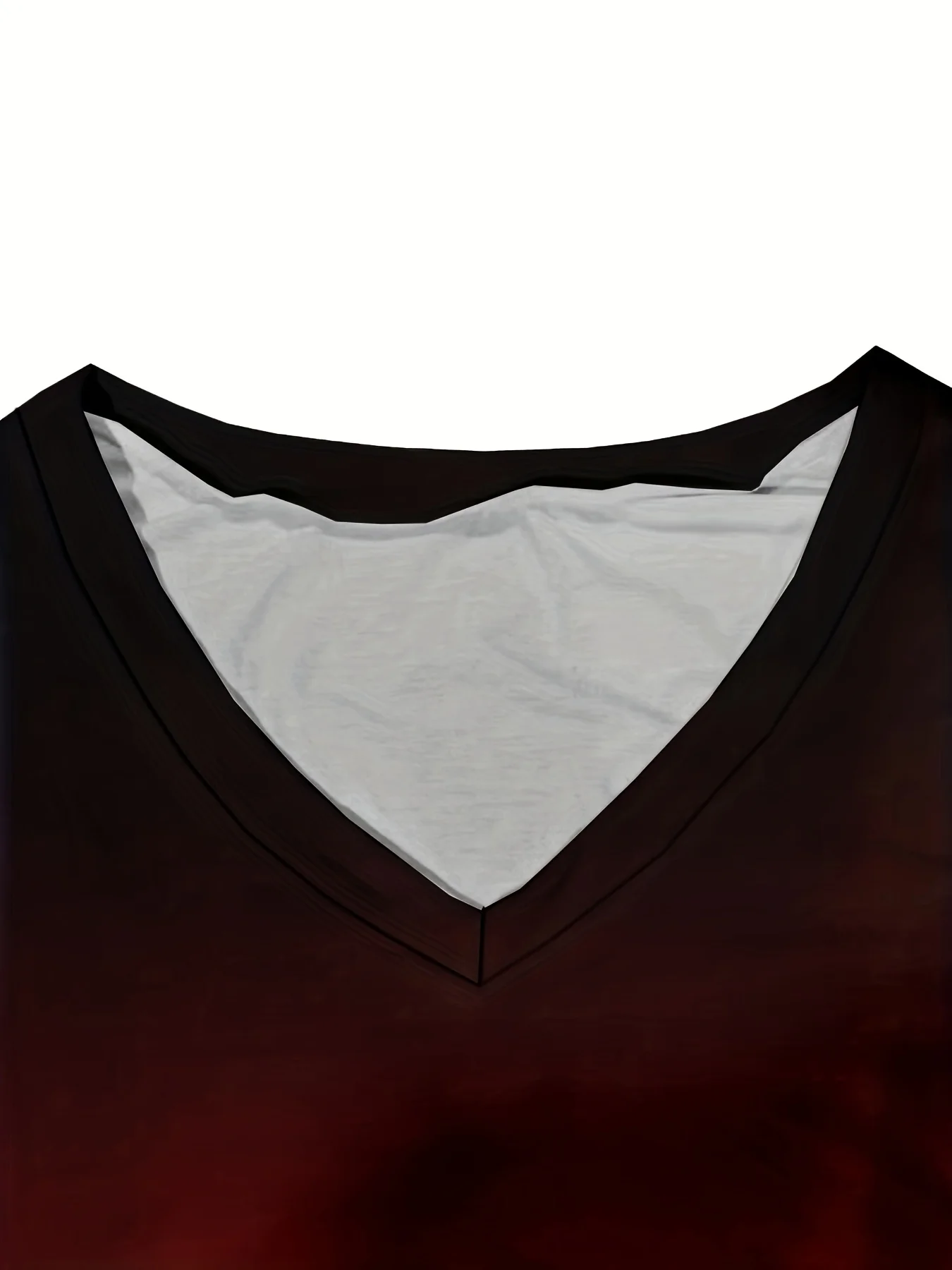 Modna i wygodna koszulka damska Plus Size 1XL-5XL, codzienna, miękka, czarno-czerwona koszulka z dekoltem w serek.