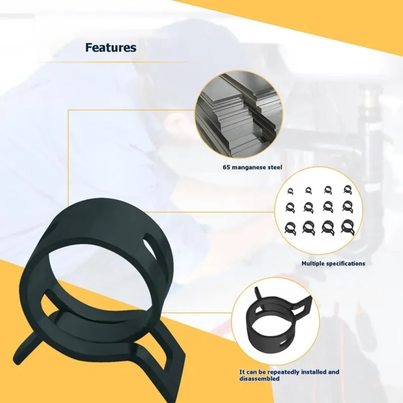 

AB46-Automotive Replacement Fastener Assortment Kit 6 Sizes Spring Hose Clamps Low Pressure Air Clamps& Sleeveing