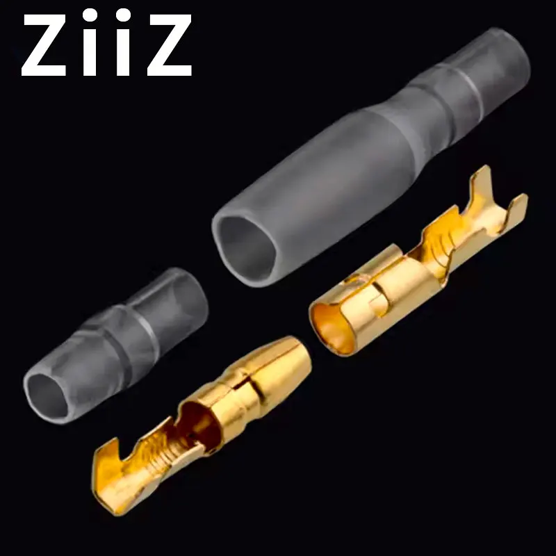 

100PCS 4.0 bullet Crimp terminal car electrical wire connector diameter 4mm Female+Male+Case Cold press terminal 1in1out ZiiZ