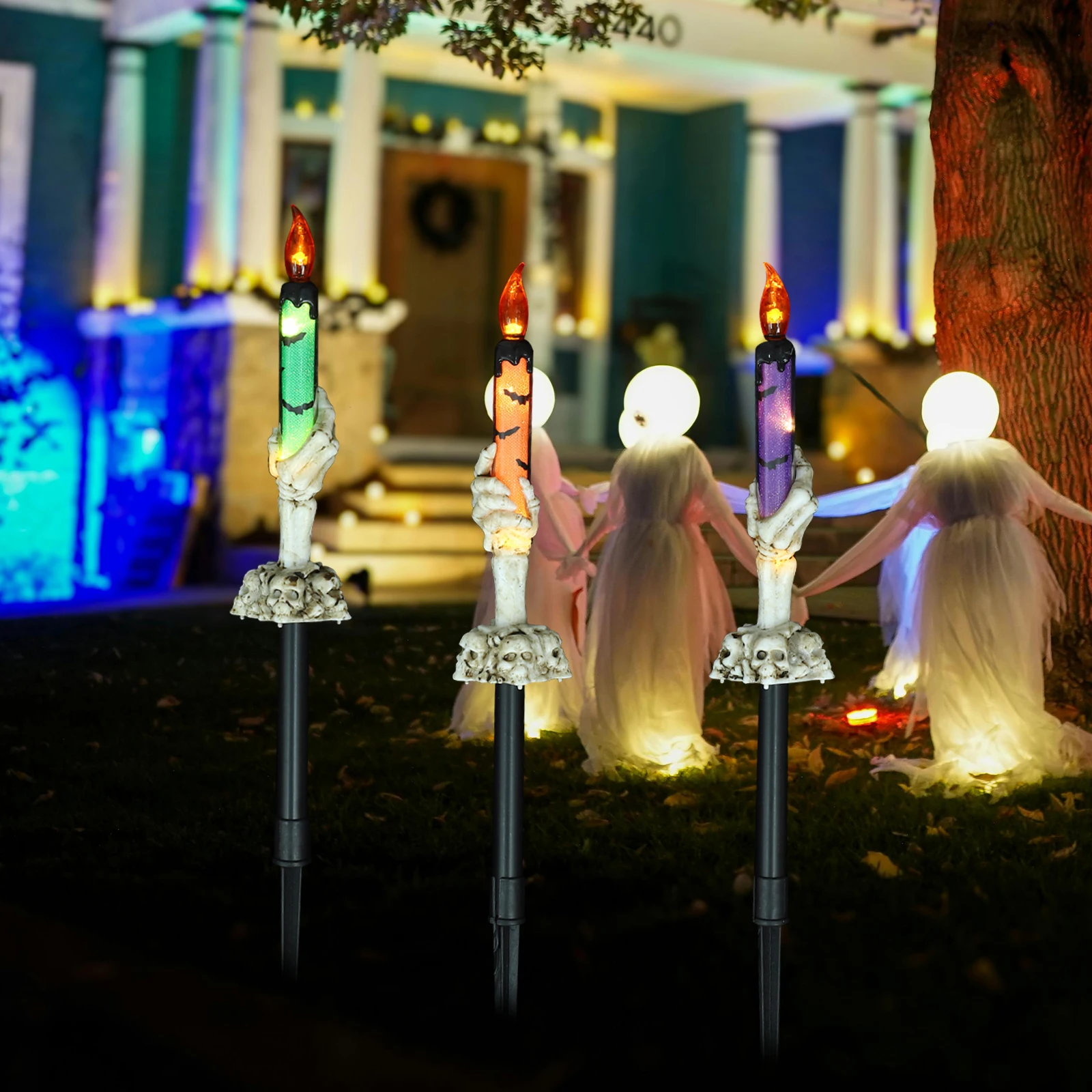 

Ghost H Lights Lamp Decorative Stake Halloween Garden Outdoor Yard Driveway Lights Festive Practical