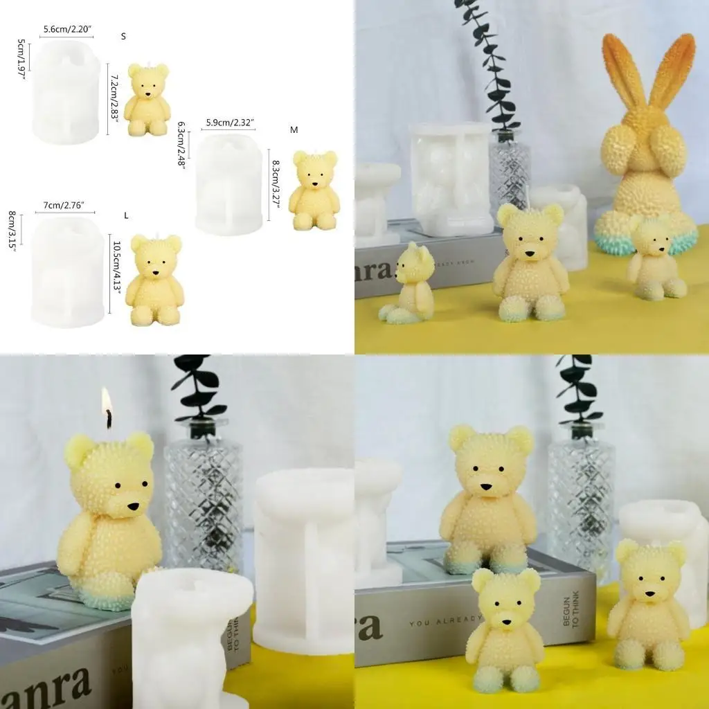 

97BA Small Bear Silicone Mold Mold Non-stick Easy to De-mold for Making Plaster Cake Fondant Decorations Jello