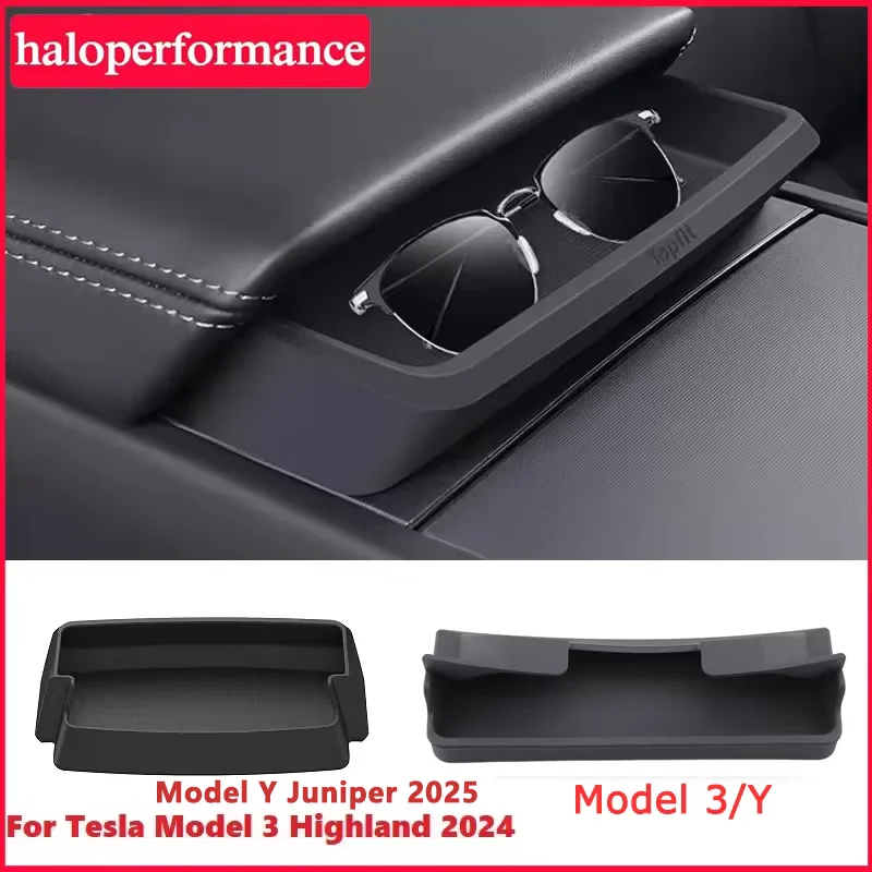 

For Tesla Model 3 Highland Central Armrest Storage Box Car Glasses Phone Storage Case Multi Functional Model Y Juniper Accessori