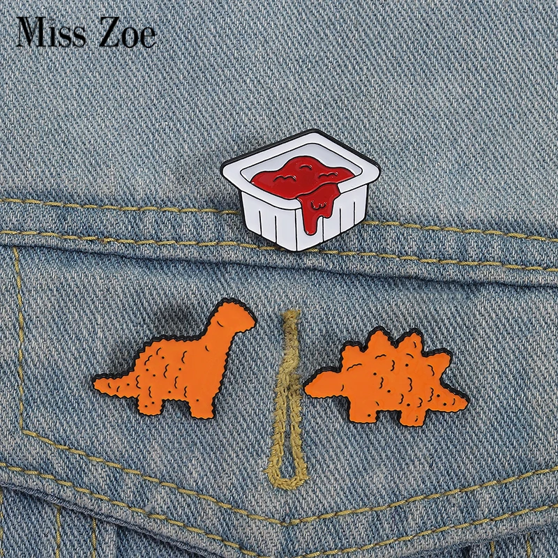 Alfileres esmaltados de dinosaurio pepita, broches personalizados de galletas de dinosaurio, insignias de solapa, ropa, joyería de animales, regalo para niños y amigos