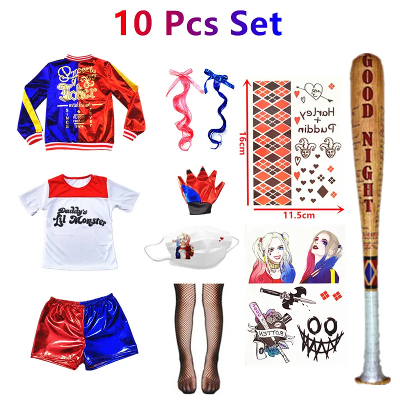 Harleen Quinzel Suicide Squad Costume festa dei bambini Birds Of Prey abbigliamento Set bambini adulti Fantasia Joker Party apparel