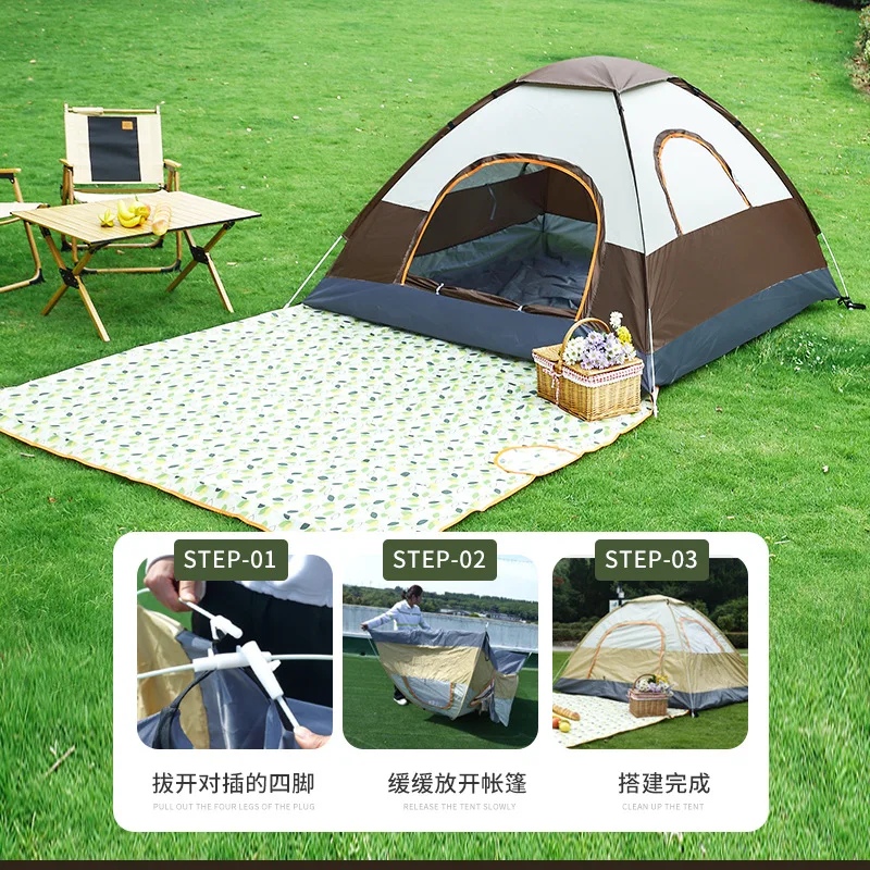 Quickly open a thickened wild camping tent for 3-4 people, and travel luxury tents to prevent mosquitoes in the wild