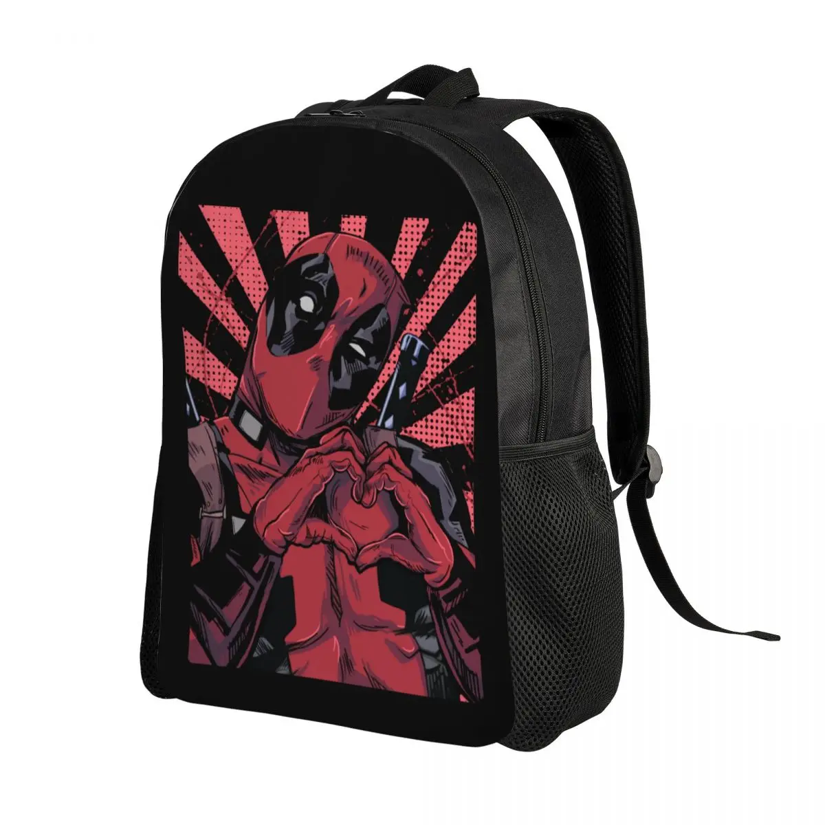 Zaino da viaggio personalizzato con cuore a mano Deadpool uomo donna zaino per Computer da scuola borse per zainetto per studenti universitari
