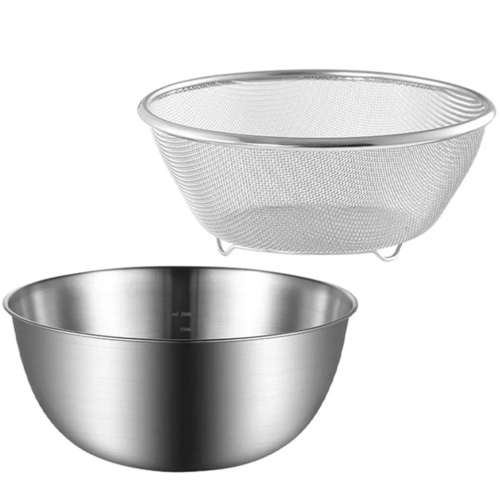 

1 set Drain Food Strainer Two Tier Fruit Vegetable Basket Wash Storage Kitchen Tool Rice Washer Colander Cooking Cleaning