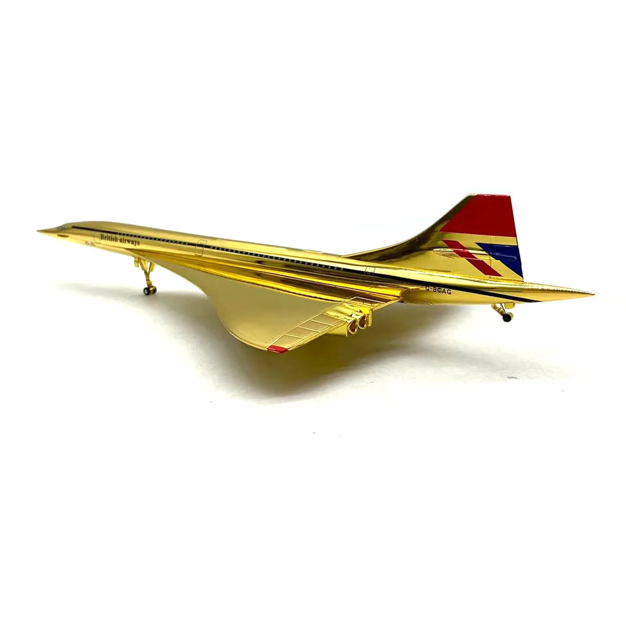 1:200 Scale Gold-Plated Concorde Supersonic Passenger Jet Die-Cast Alloy Aircraft Model Toy Collectible Display Piece