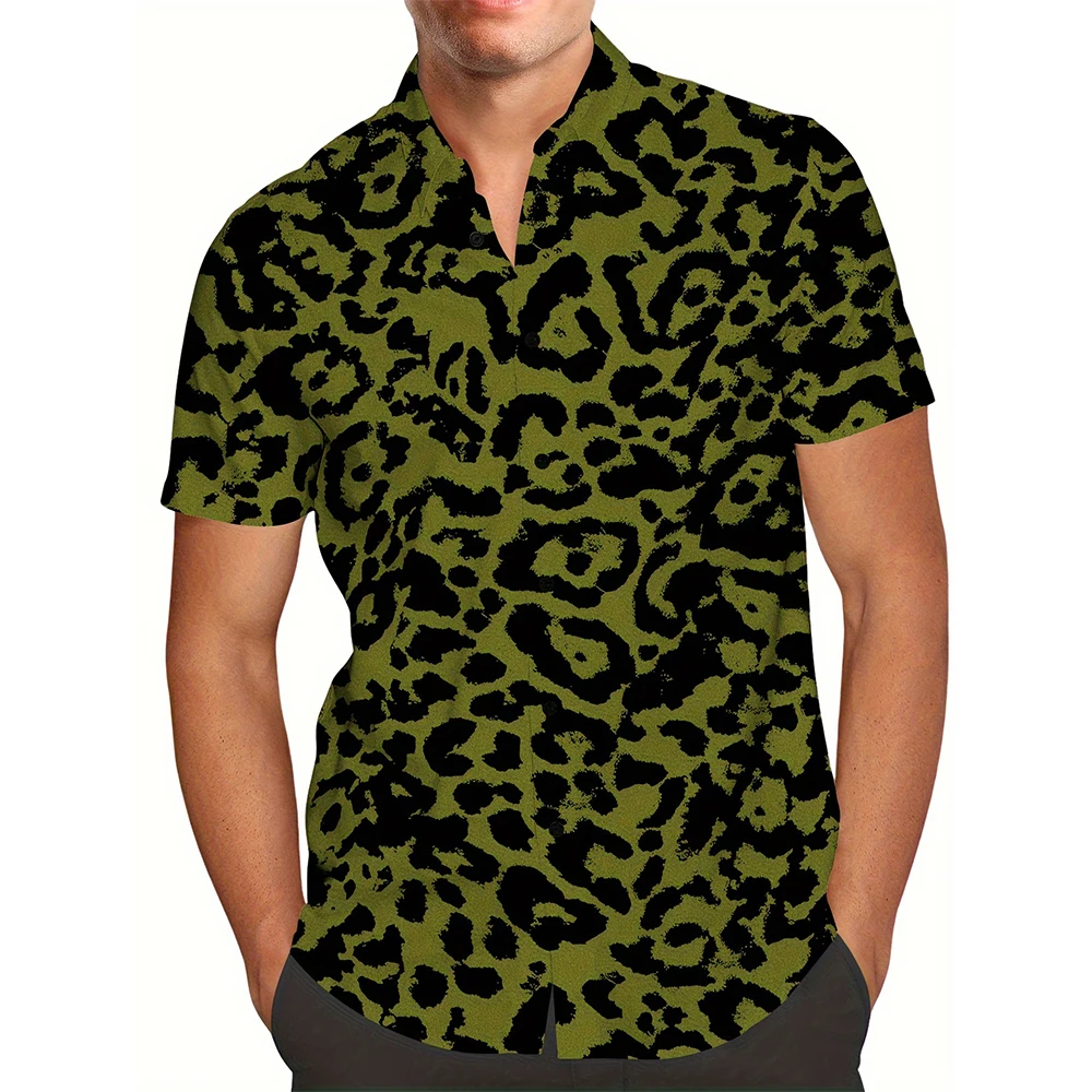 Leopard 3D Print Hawaiian Beach Shirts Men Women Casual Fashion Streetwear Oversized Short Sleeve Shirt Tops Blouse Man Clothing