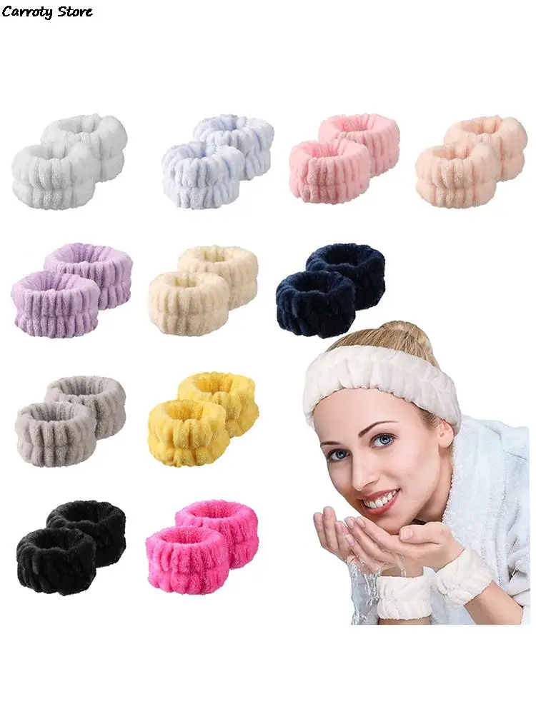 Wrist Washband Coral Fleece Wash Towel Band Flexible Absorbent Wristbands for Washing Face Comfortable Reusable Sweatbands