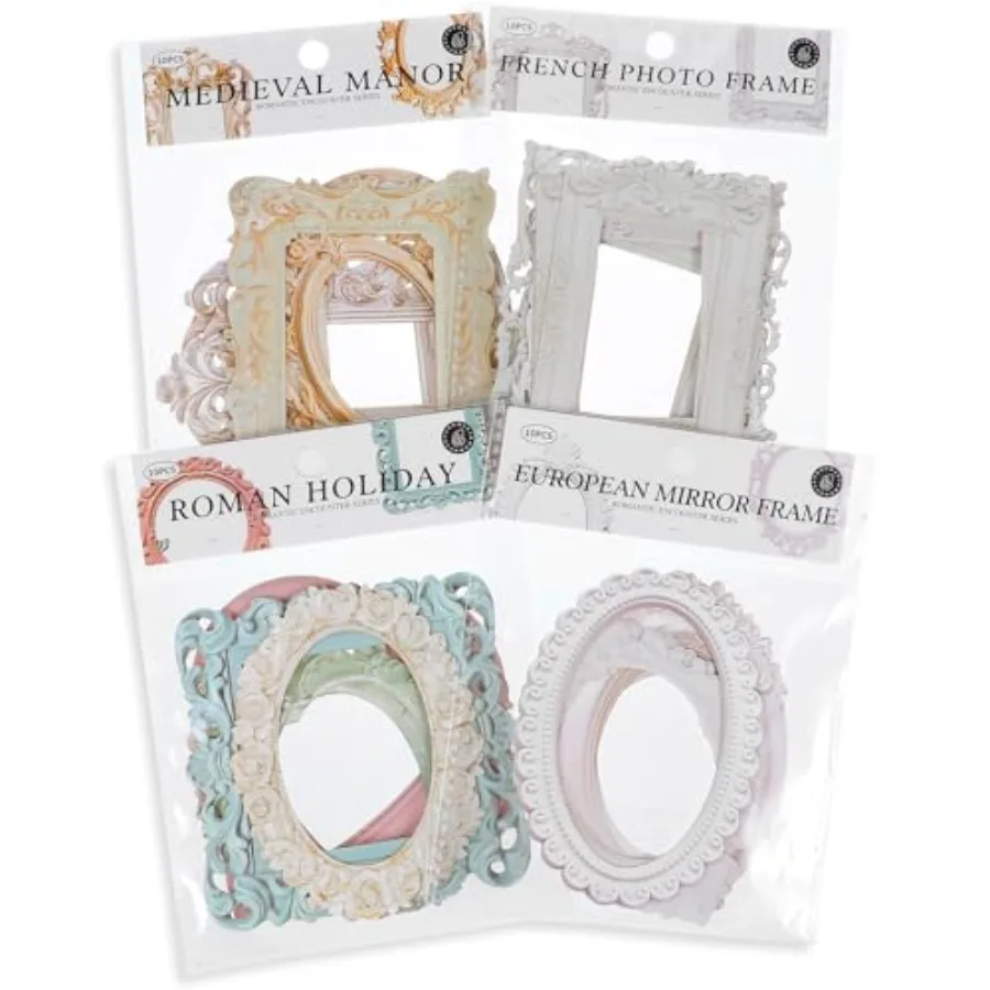 40Pcs Scrapbook Frames, Vintage Hollow Embossed Photo Frame Materials, Photo Borders Scrapbooking Materials Cutouts Paper Lace