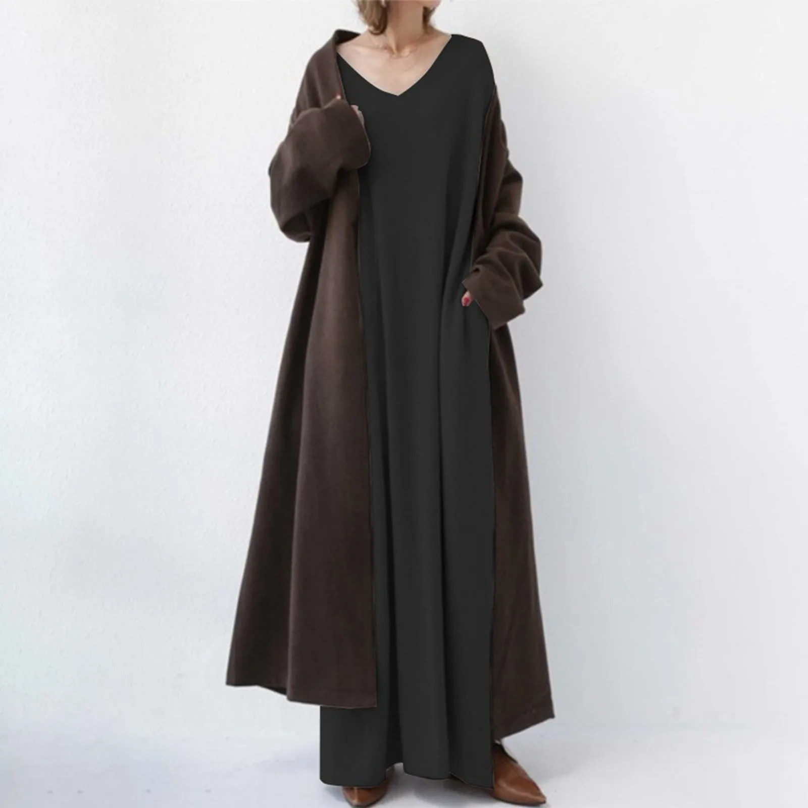 Women Summer Maxi Dress Turkey Eid Solid Cotton Long Dress Sexy A-line V Neck Dresses Moroccan Kaftan Robe Islamic Cloth 2023