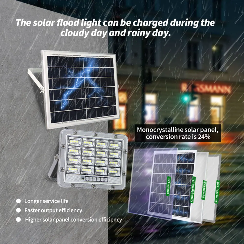 Garden Outdoor Solar Flood Light Industrial 4000k 100W 500w 600W 800w 1000w Remote Control Light Emitting Diode  Flood Light