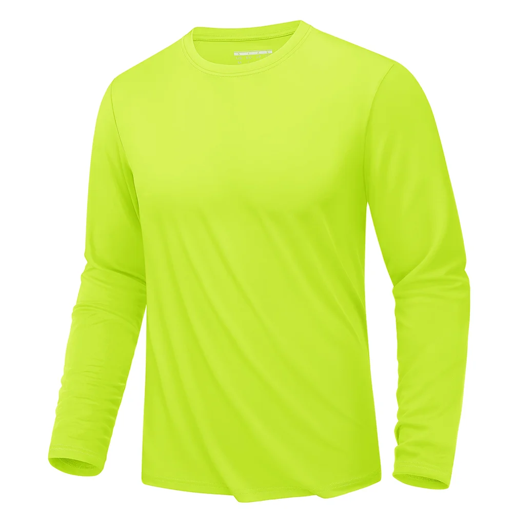 Simple Solid Color Men's Long Sleeve T-shirt Outdoor Run Sports Tees Loose O-neck Fashion Cotton Tops Fall Comfortable Pullover
