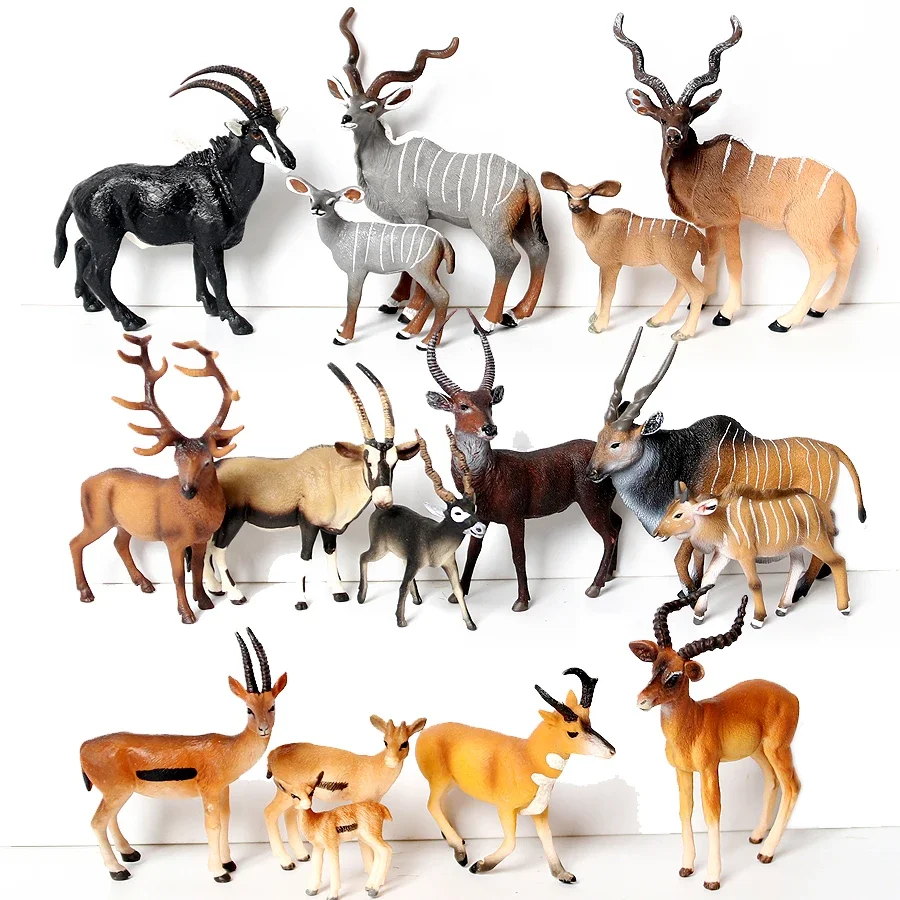 Realistic African Jungle Animals Figure Toy Antelopes,Greater Kudu,Elk,Kudu,Eland,Gazelle Model Figurines Educational Toys Gifts