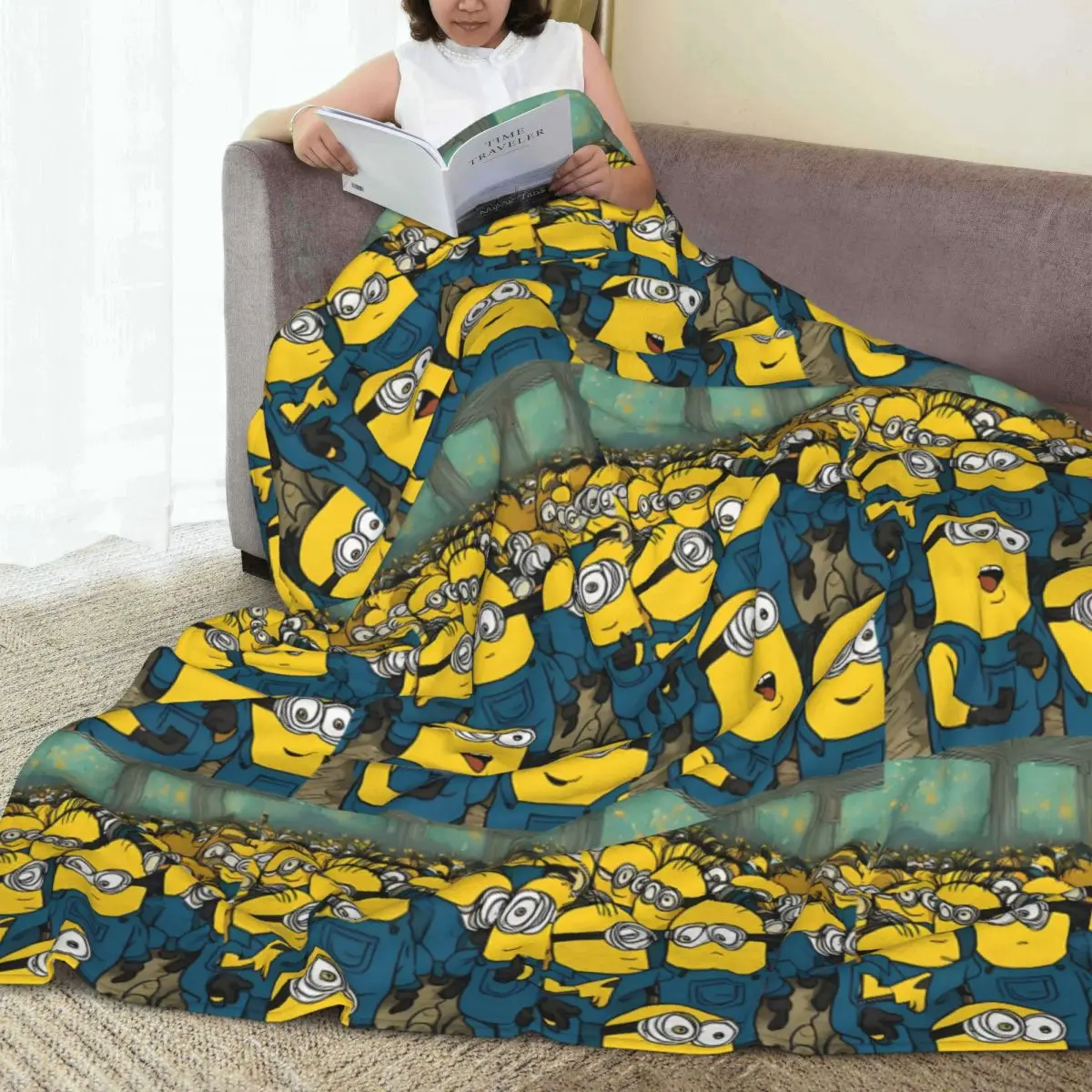 مخلوقات صفراء لطيفة وغريبة تجاهز للعمل بطانيات من الفلانيل بطانية رمي ناعمة مفرش سرير مبتكر غطاء سرير للأريكة