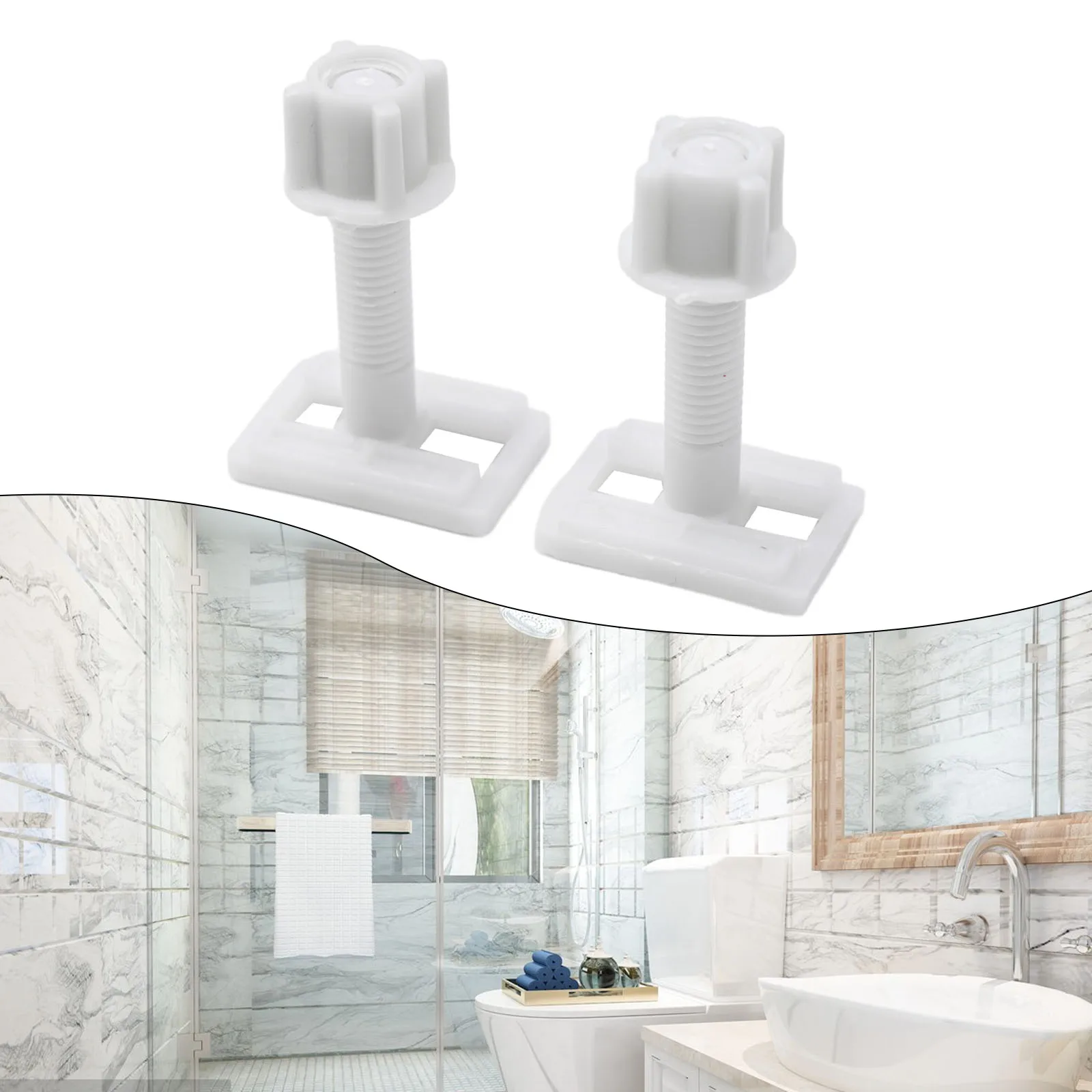 

Bathroom Toilet Hinge Screws Plastic Bolts Replacement White 2*Sliding Plates Accessories High Quality Plastic