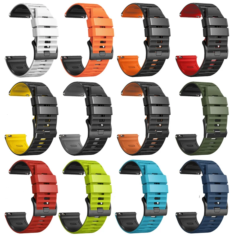 Tali silikon 24mm untuk Suunto 9 7 D5/Suunto Spartan Olahraga/pergelangan tangan HR/Baro gelang pintar pengganti Suunto 9 Baro sabuk
