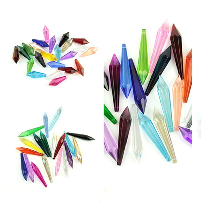 

10 шт. стеклянных подвесок-сосулек для люстр 38 мм/63 мм/76 мм, хрустальные призмы-подвески для люстр