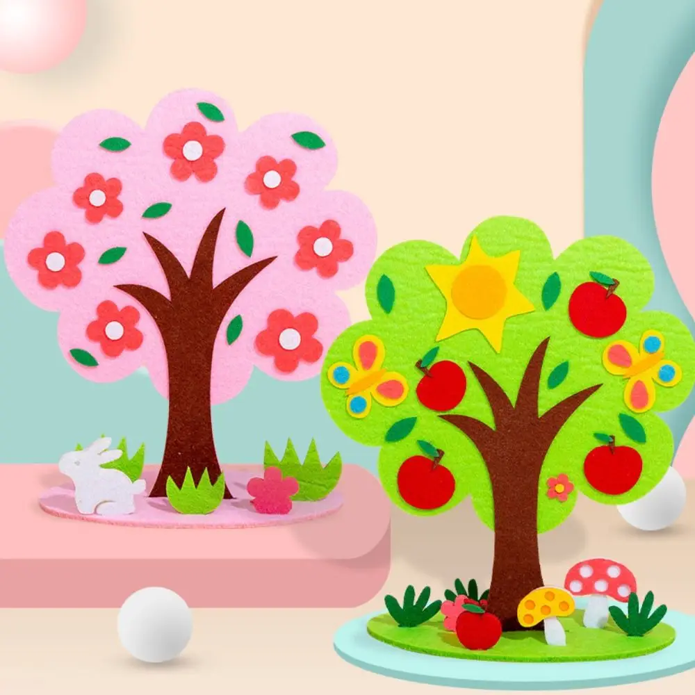 Non-Woven Fabric DIY Craft Kit Polyester Material 3D Design Seasonal Tree Decor Vibrant Colors Handmade Assembly