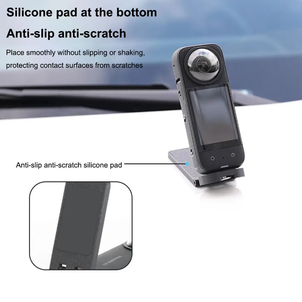 Magnetic Back Panel Bracket For Insta360 X5 X4 X3 Action Camera Desktop Stand With 1/4 Screw Multifunction Foldable Bracket Base view 2