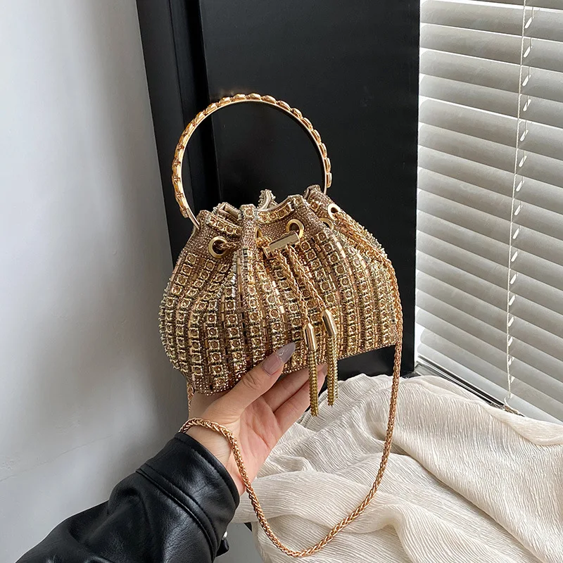 

luxury Designer purses and handbags bags for women bucket clutch purse evening banquet bag Crystal rhinestone shoulder bag