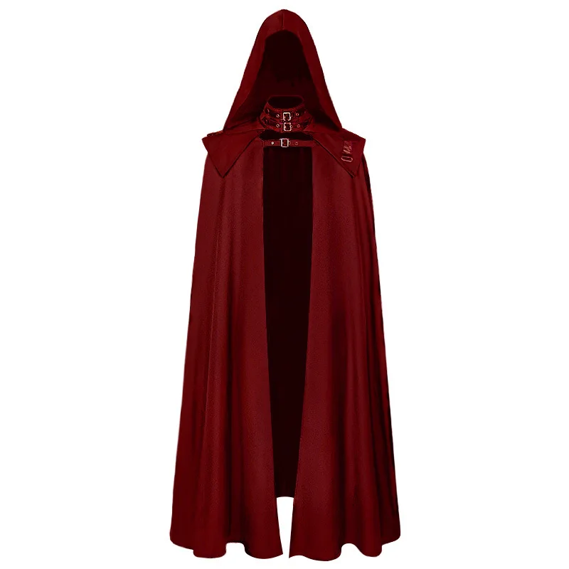 القرون الوسطى معطف مقنع القوطية Sle طويل خندق معطف loween الشيطان معالج الموت رداء الرأس المرأة العرقية زي المرحلة ارتداء