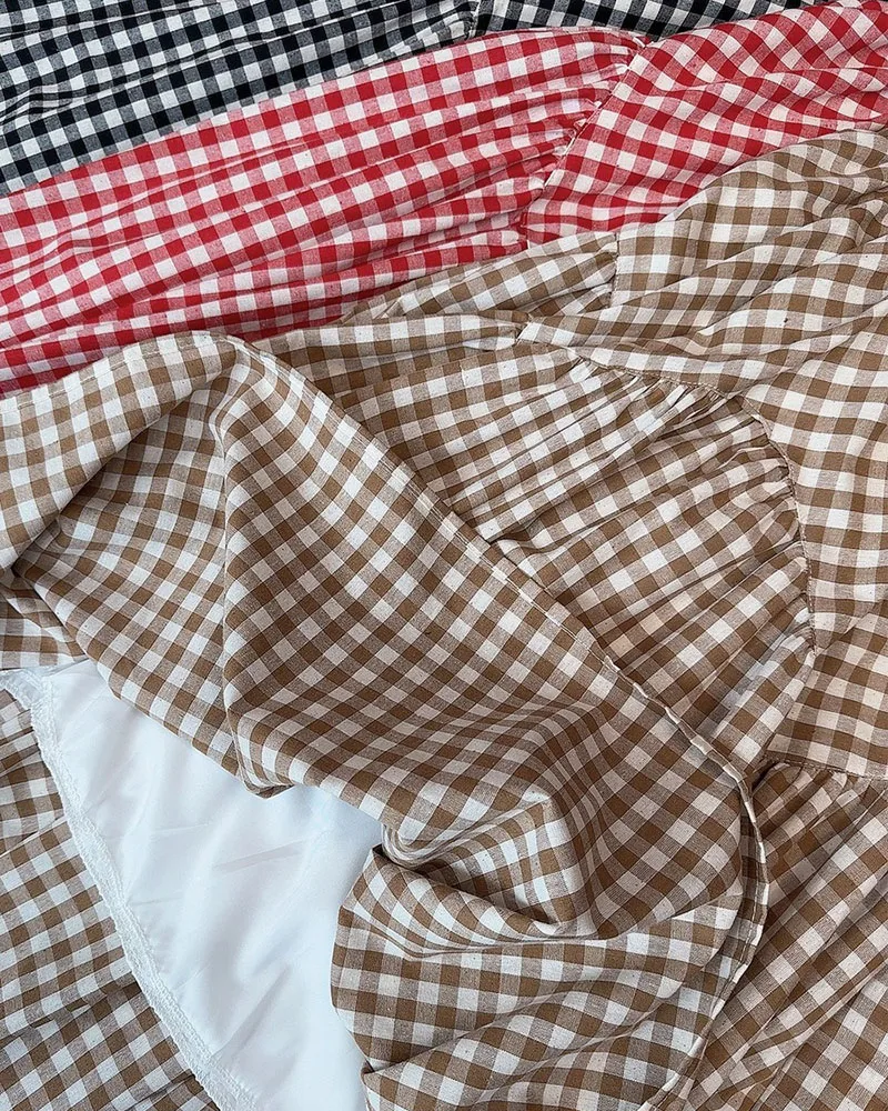 2025, neuer Luxus-Patchwork-Maxirock mit kariertem A-Linien-Kleid im Vintage-Stil mit hoher Taille