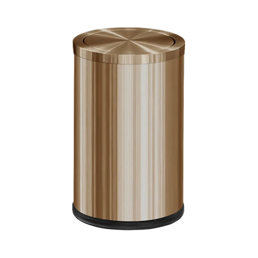 9L Stainless Steel Trash Can Kitchen Metal Gold Trash Can with Flipping Lid Hotel House Container Recycling Cleaning Tools