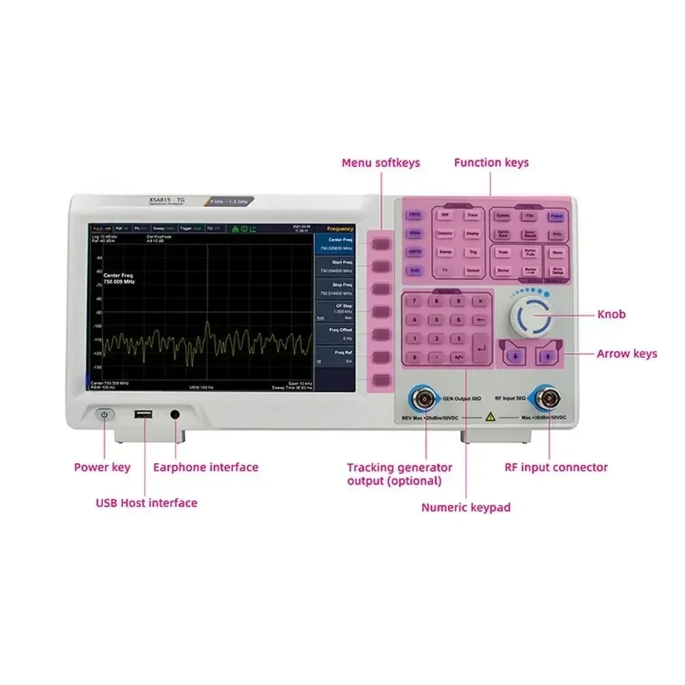 XSA815TG Digital Analyzer 9 inch LCD 1Hz Resolution Bandwidth 9kHz to 1.5GHz Frequency USB with TG