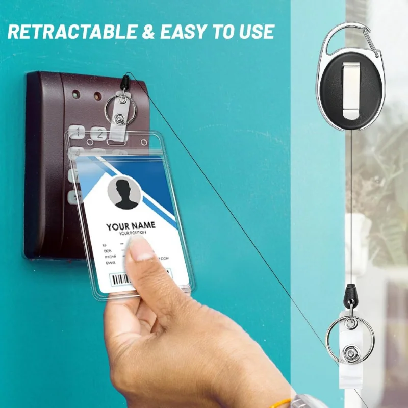 With clasp and key ringIDBadge Set - Vertical transparent plastic4.16" x 2.83"The sleeve can accommodate up to3Card - Scaling24"