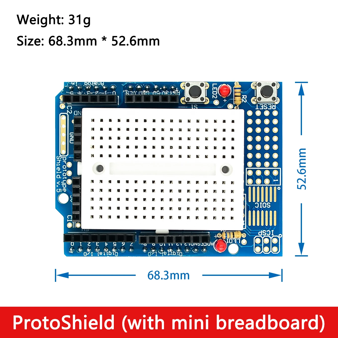 ProtoShield Prototyp-Erweiterungsplatine mit Mini-Steckplatinen-Steckstanze für UNO-R3
