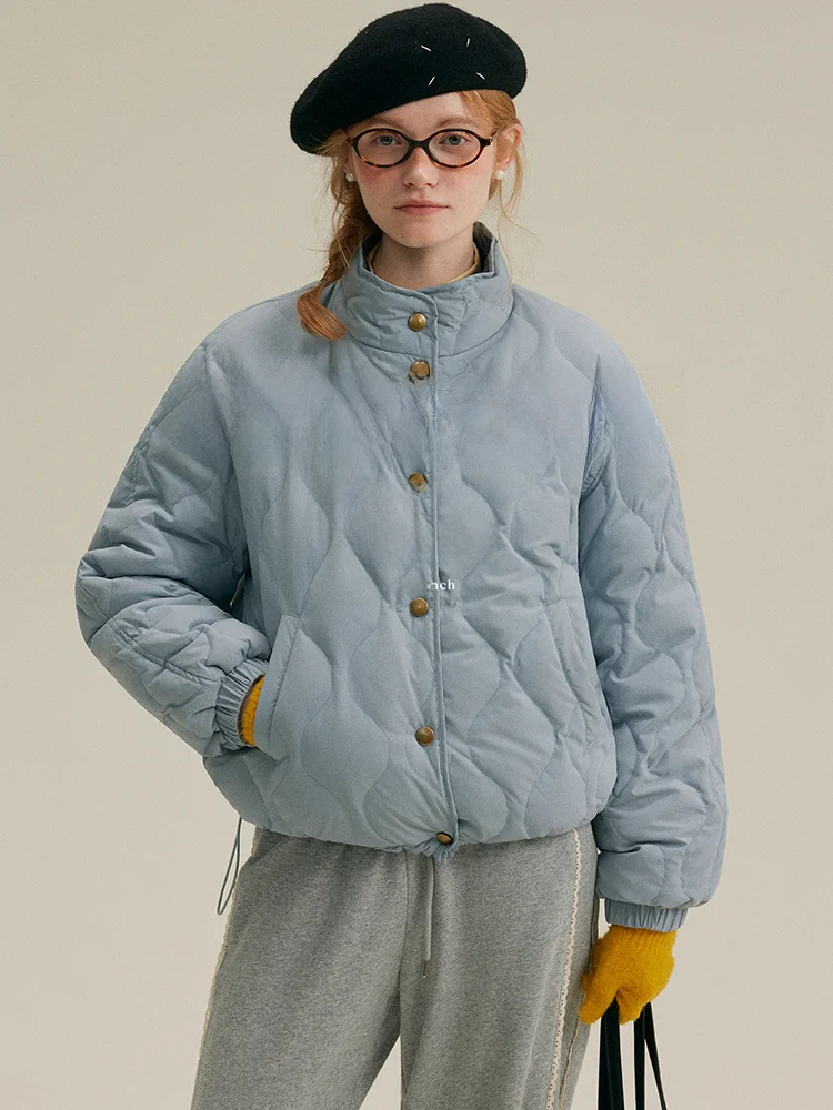 

Blue Corduroy Stand Collar down Jaet Ele Rina Berry Women's Puffer Coat Warm Thi Long Sve China Made Autumn Winter