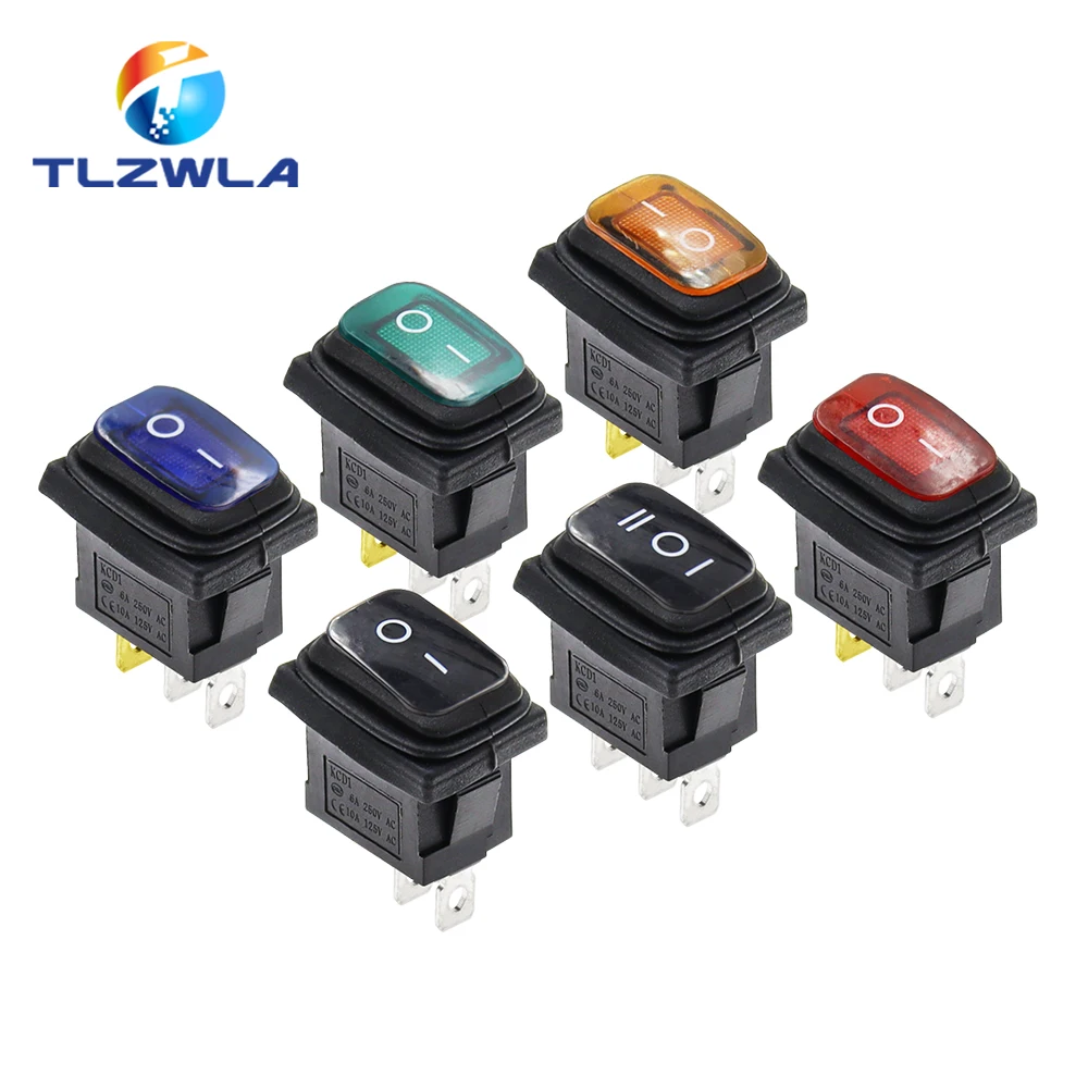 1PCS 15X21MM On Off Seal Waterproof Rocker Switch IP67 2 3Pin lighting 6A 10A 250VAC Push Button Switch Rocker Switch