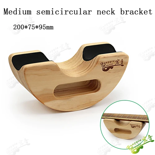 Imagen 2 del producto Soporte de madera semicircular para reposacabezas de bajo y guitarra, soporte para el cuello, trabajo de guitarra, forro de corcho, 245x80x95mm