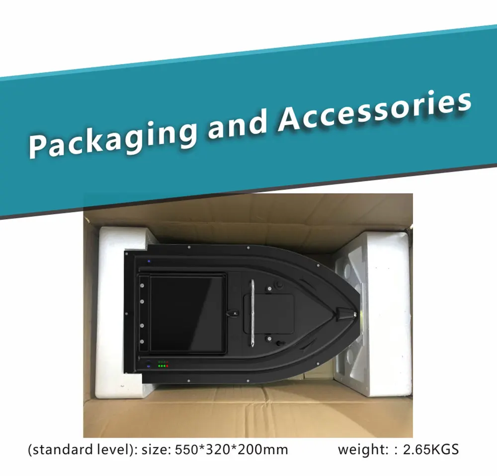 เรือเหยื่อพร้อมตําแหน่ง GPS เรือสําราญอัตโนมัติด้วยปุ่มเดียวและอายุการใช้งานแบตเตอรี่ยาวนาน เรือเหยื่อตกปลา