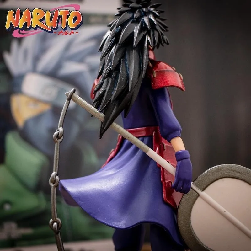 18cm NARUTO Anime Figure Model Doll Uchiha Madara Fighting PVC Statue Orochimaru VS Hiruzen Battle Kakashi Sasuke Model Toy