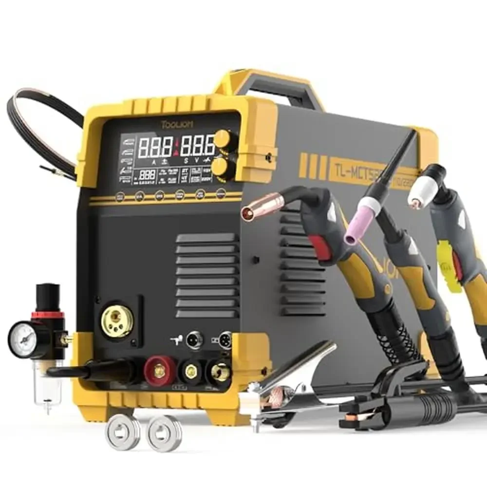 5 in 1 Multiprocess Welder 200A MIG/TIG/CUT/Stick Welding Machine Dual Voltage 110/220V LCD Display Spool Gun Compatible