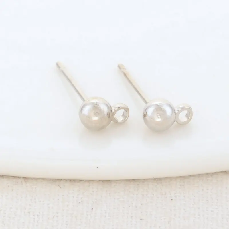 3MM 4MM 14K Anting Stud Bulat Kuningan Berlapis Warna Emas Kualitas Tinggi Diy Membuat Perhiasan Aksesoris Temuan