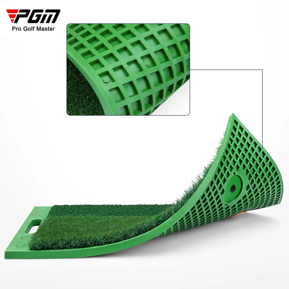 PGM Golf Double Grass Strike Pads TPE Soft Bottom Handheld Golf Practice Pads  Artificial Grass Golf Swing Practice Accessories