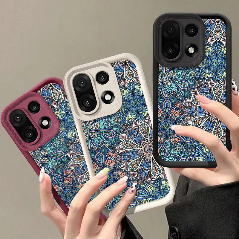 Capa de silicone flexível para oneplus 15 5g capa protetora shockrpoof flores padrão capa funda