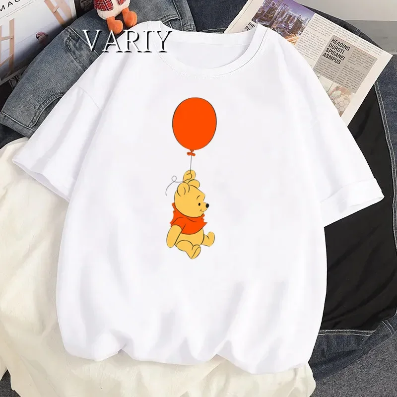 Winnie The Pooh Black Tops Women Harajuku Oversized Tshirt Lady Clothes T Shirt Summer Graphic Cute Tee Shirt Drop Ship