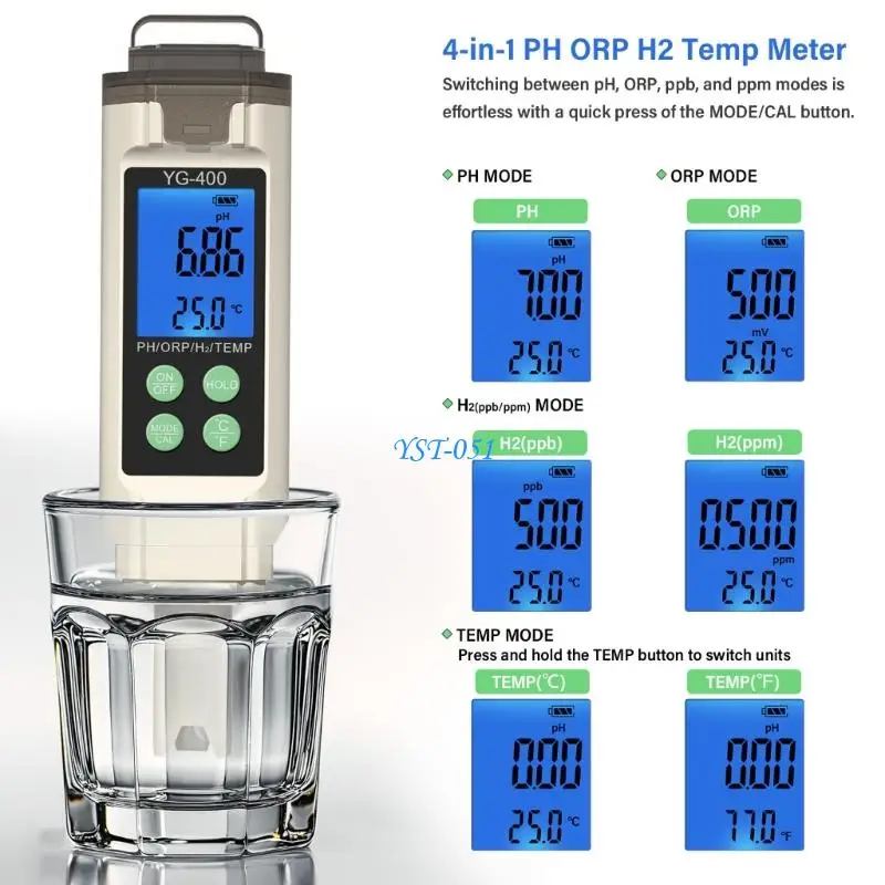 

E15A Quadruple Water Quality Tester Procedures Temperature Display Transportable Tool