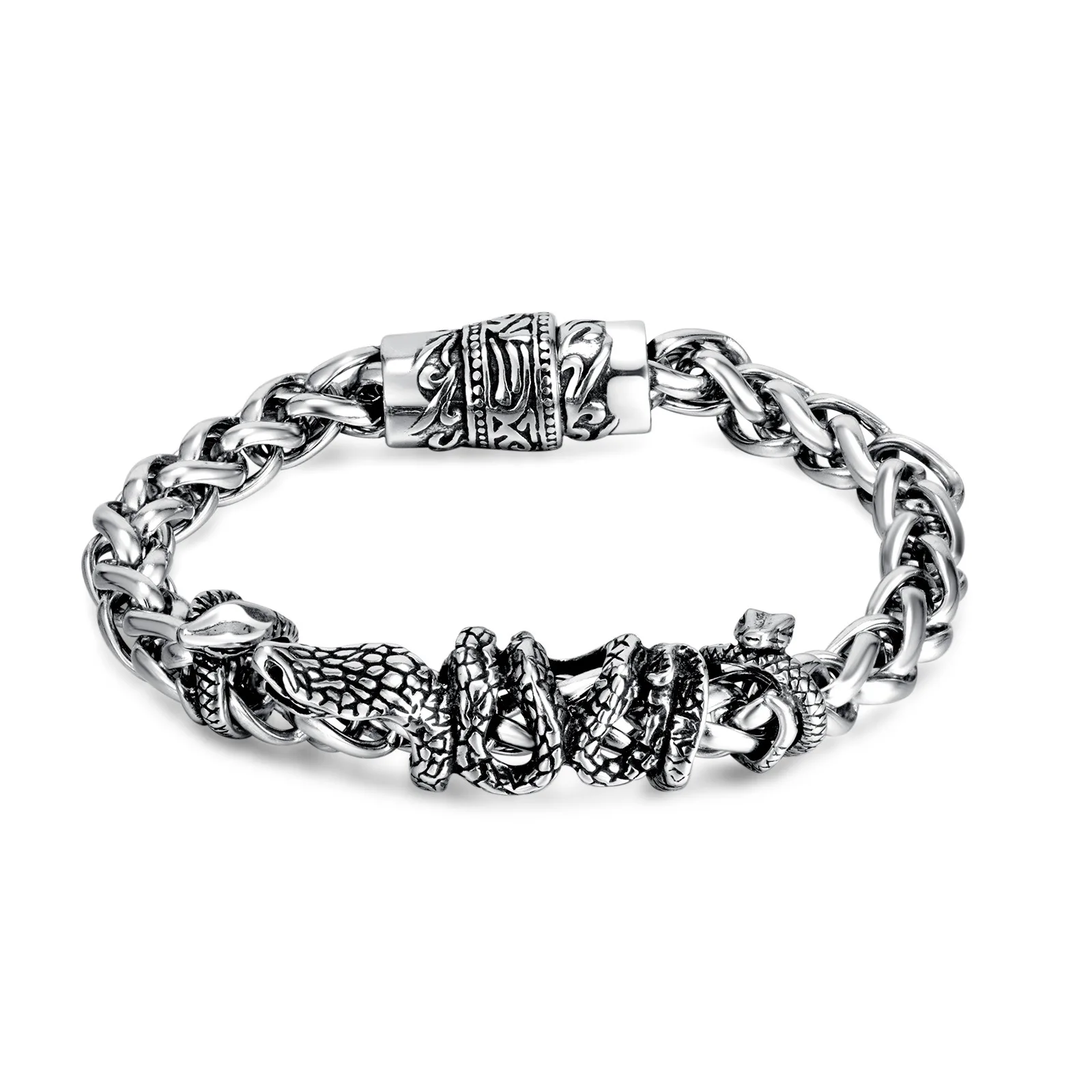 

Men's Thick Hip Hop Snake Bracelet European American Fashion Trend Stainless Steel Personalized Cast Jewelry Accessory