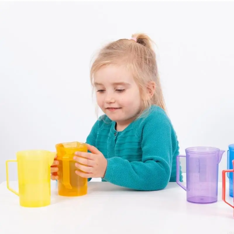 6 قطع اللعب الحسية قياس أباريق لطفل رمال المياه الملونة بلعب كأس الكأس أداة التعلم لرياض الأطفال L8RB #3