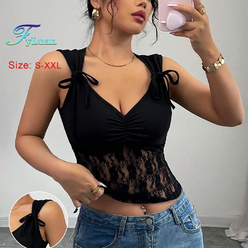 منتج جديد لعام 2025 فساتين نسائية مثيرة من الدانتيل الأسود مربوطة على الكتف بدون ظهر فتاة حارة على طراز علوي لحفلات الكوكتيل والحفلات الراقصة #3